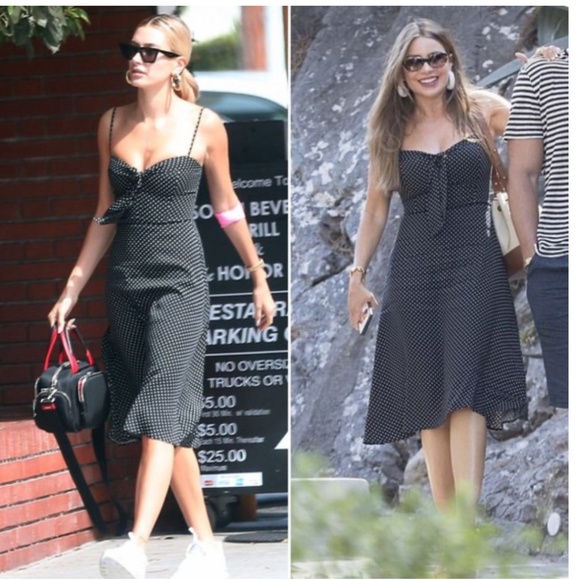 REFORMATION  Polka Dot Midi Dress- Black & White - Picture 1 of 11